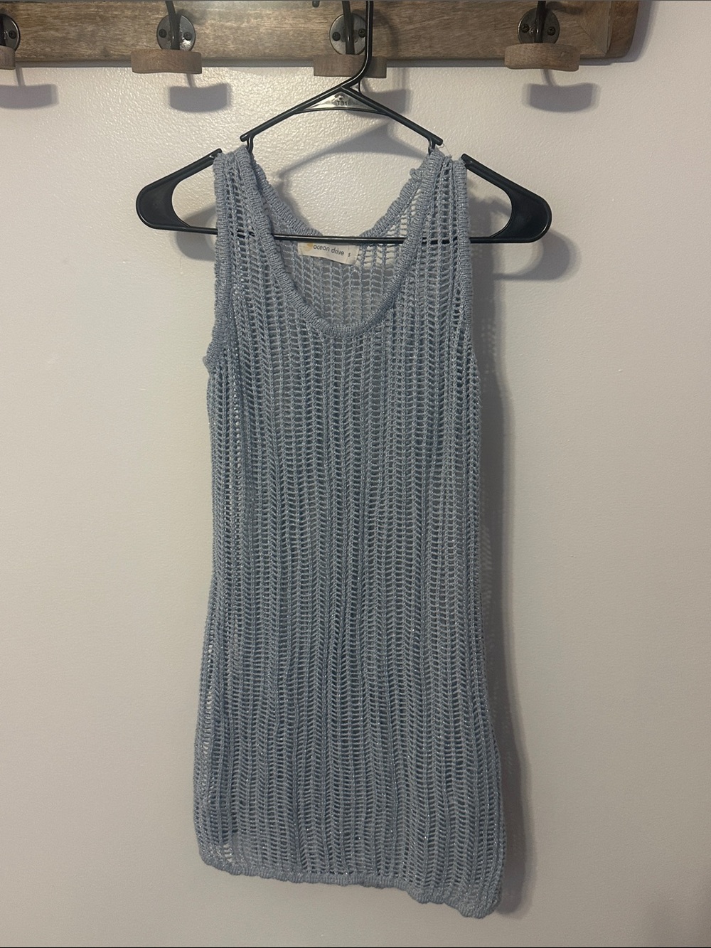 Ocean Drive Light Blue Crochet Swim Coverup Tank